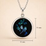 Vintage Sterling Silver Opal Mosaic Bird Pendant Necklace