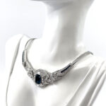 Art Deco Sapphire Blue Czech Crystal Snake Chain Choker 14 ADC27 gallery image
