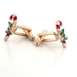 Gold Plated Candy Cane Cufflinks with Czech Crystals 42 JCU4 gallery image