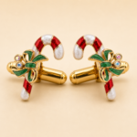 Gold Plated Candy Cane Cufflinks with Czech Crystals 16 JCU4 hero image