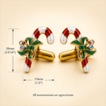 Gold Plated Candy Cane Cufflinks with Czech Crystals 22 JCU4 gallery image