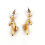 Christmas Candy Cane Earrings Gold Plated Metal Alloy With Enamel And Sparkling Czech Crystals 23 JEA4 gallery image