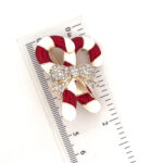 Christmas Candy Canes Pin Brooch With Enamel And Sparkling Czech Crystals | Gold Plated 6 JB9 gallery image
