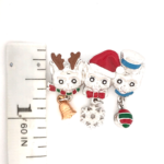 Rhodium-Plated Enamel Christmas Cat Trio Pin Brooch 40 JB259 gallery image