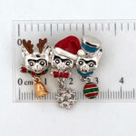 Rhodium-Plated Enamel Christmas Cat Trio Pin Brooch 26 JB259 gallery image