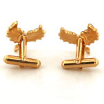 Christmas Holly Cufflinks Gold Plated Metal Alloy Set With Enamel And Sparkling Czech Crystals 32 JCU3 gallery image