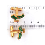 Christmas Holly Cufflinks Gold Plated Metal Alloy Set With Enamel And Sparkling Czech Crystals 30 JCU3 gallery image