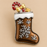 Christmas Stocking Pin Brooch With Enamel | Rhodium Plated 26 JB24 gallery image