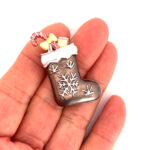 Christmas Stocking Pin Brooch With Enamel | Rhodium Plated 30 JB24 gallery image