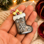 Christmas Stocking Pin Brooch With Enamel | Rhodium Plated 24 JB24 gallery image