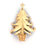 Christmas Tree Pin Brooch With Enamel And Sparkling Czech Crystals | Gold Plated 42 JB15 gallery image