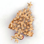 Christmas Tree Brooch With Enamel And Multicoloured Sparkling Czech Crystals | Gold Plated 31 JB14 gallery image