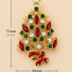 Christmas Tree Brooch With Enamel And Multicoloured Sparkling Czech Crystals | Gold Plated 23 JB14 gallery image