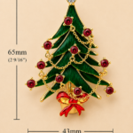 Christmas Tree Pin Brooch With Enamel And Sparkling Czech Crystals | Gold Plated 22 JB15 gallery image