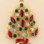 Christmas Tree Brooch With Enamel And Multicoloured Sparkling Czech Crystals | Gold Plated 17 JB14 hero image
