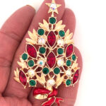 Christmas Tree Brooch With Enamel And Multicoloured Sparkling Czech Crystals | Gold Plated 33 JB14 gallery image