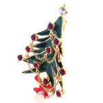 Christmas Tree Pin Brooch With Enamel And Sparkling Czech Crystals | Gold Plated 38 JB15 gallery image