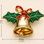 Gold Plated Enamel Christmas Bell Pin Brooch with Clapper 23 JB266 gallery image