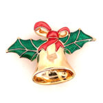 Gold Plated Enamel Christmas Bell Pin Brooch with Clapper 41 JB266 gallery image