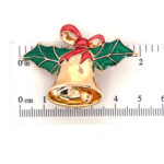 Gold Plated Enamel Christmas Bell Pin Brooch with Clapper 35 JB266 gallery image