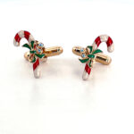 Gold Plated Candy Cane Cufflinks with Czech Crystals 30 JCU4 gallery image