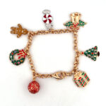 Gold Plated Christmas Charm Bracelet with Czech Crystals 59 JBT56 gallery image