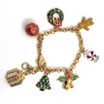 Gold Plated Christmas Charm Bracelet with Czech Crystals 39 JBT56 gallery image