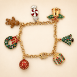 Gold Plated Christmas Charm Bracelet with Czech Crystals 29 JBT56 hero image