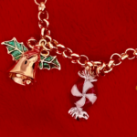 Gold Plated Christmas Charm Bracelet with Czech Crystals 69 JBT56 gallery image