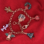Gold Plated Christmas Charm Bracelet with Czech Crystals 73 JBT56 gallery image
