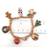 Gold Plated Christmas Charm Bracelet with Czech Crystals 57 JBT56 gallery image