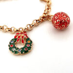 Gold Plated Christmas Charm Bracelet with Czech Crystals 47 JBT56 gallery image