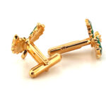 Christmas Holly Cufflinks Gold Plated Metal Alloy Set With Enamel And Sparkling Czech Crystals 34 JCU3 gallery image