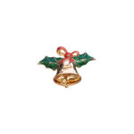 Gold Plated Enamel Christmas Bell Pin Brooch with Clapper 29 JB266 gallery image