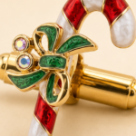 Gold Plated Candy Cane Cufflinks with Czech Crystals 20 JCU4 gallery image