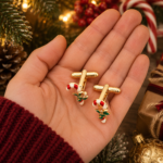 Gold Plated Candy Cane Cufflinks with Czech Crystals 24 JCU4 gallery image