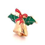 Gold Plated Enamel Christmas Bell Pin Brooch with Clapper 31 JB266 gallery image