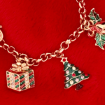 Gold Plated Christmas Charm Bracelet with Czech Crystals 65 JBT56 gallery image