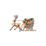 Gold Plated Reindeer and Sleigh Christmas Pin Brooch 30 JB132 gallery image