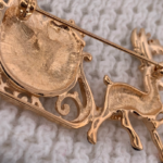 Gold Plated Reindeer and Sleigh Christmas Pin Brooch 46 JB132 gallery image