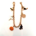 Gold Plated Halloween Charm Bracelet, Czech Crystals