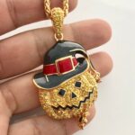 Gold Plated Jack O'Lantern Pendant with Czech Crystals