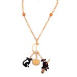 Gold Plated Halloween Charm Necklace with Czech Crystals