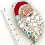 Rhodium Plated Santa Pin Brooch with Czech Crystals 2 Rhodium Plated Santa Pin Brooch with Czech Crystals