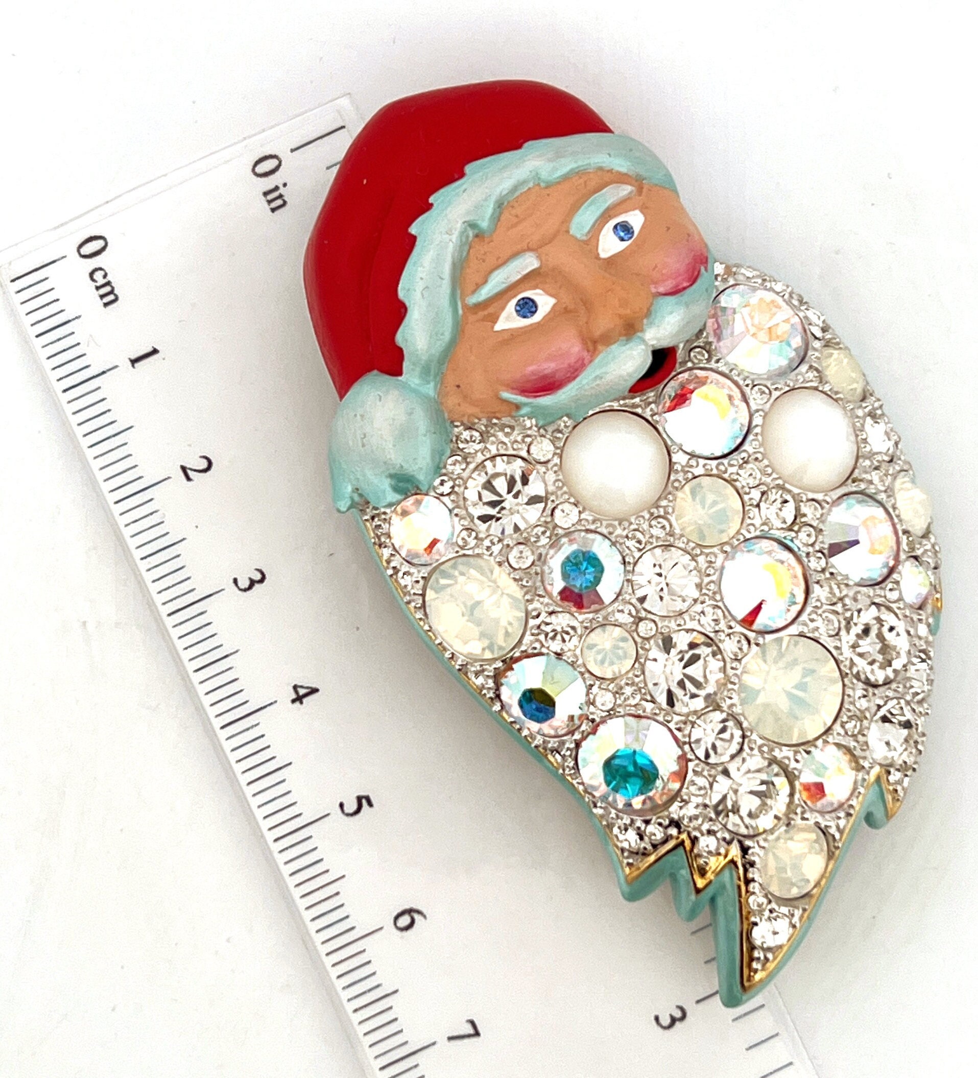 il-fullxfull.3935057091-gee3.jpg Rhodium Plated Santa Pin Brooch with Czech Crystals