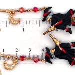 Gold Plated Witch on Broom Enamel Crystal Earrings