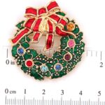 Gold Plated Christmas Wreath Brooch with Czech Crystals