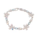 Christmas Floral Rhodium-Plated Crystal Bracelet