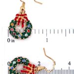 Gold Plated Christmas Wreath Earrings with Czech Crystals