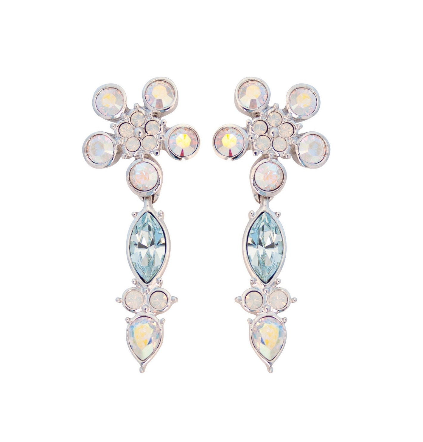 il-fullxfull.3992006199-c0yr.jpg Rhodium Plated Aurora Borealis Czech Crystal Earrings